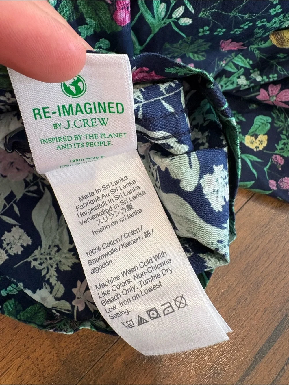 J. Crew Cotton Poplin Lounge Top Navy Green Floral Button Front PajamasXXS NWT